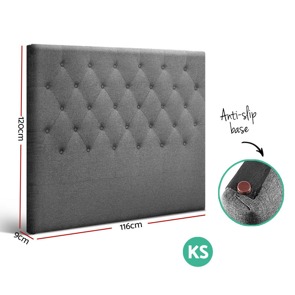 Artiss KING SINGLE Size Bed Head Headboard Bedhead Fabric Frame Base CAPPI Grey
