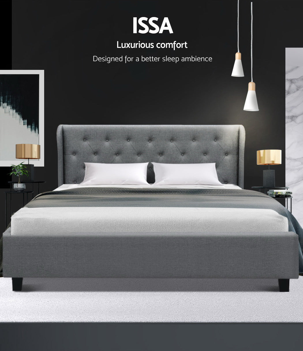 Artiss Double Full Size Gas Lift Bed Frame Base With Storage Mattress Grey Fabric Wooden