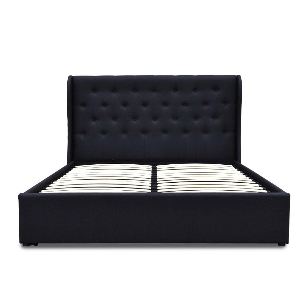 Artiss Issa Bed Frame Fabric Gas Lift Storage - Charcoal Queen
