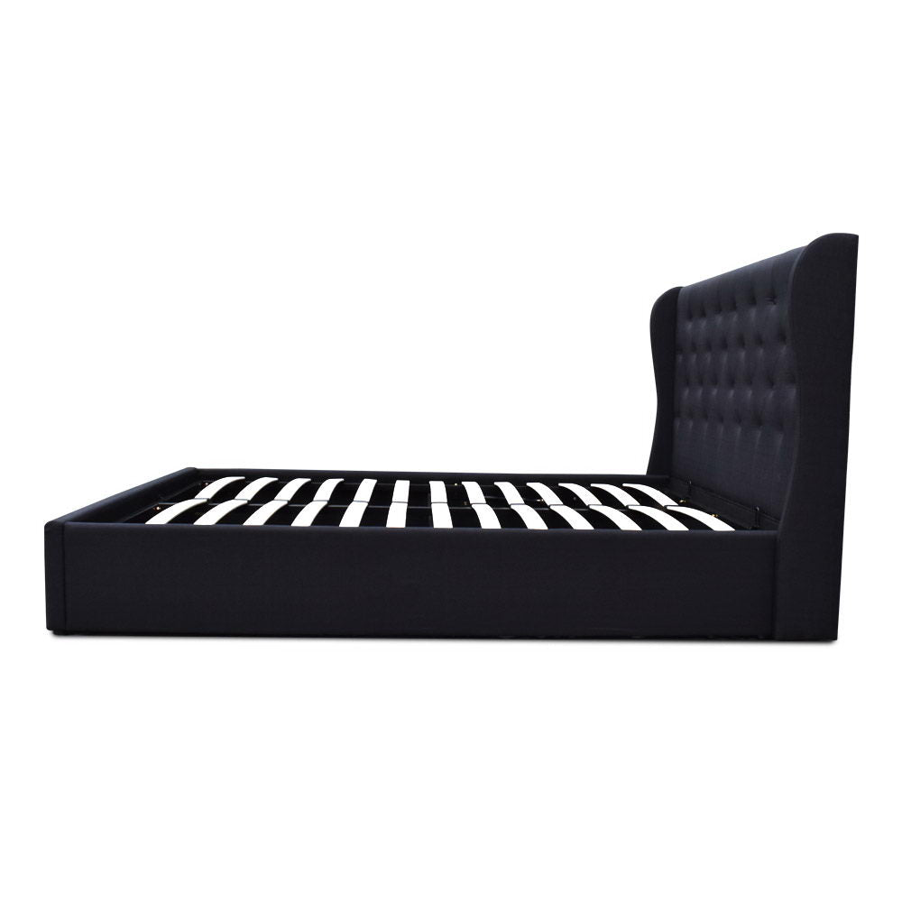 Artiss Issa Bed Frame Fabric Gas Lift Storage - Charcoal Queen