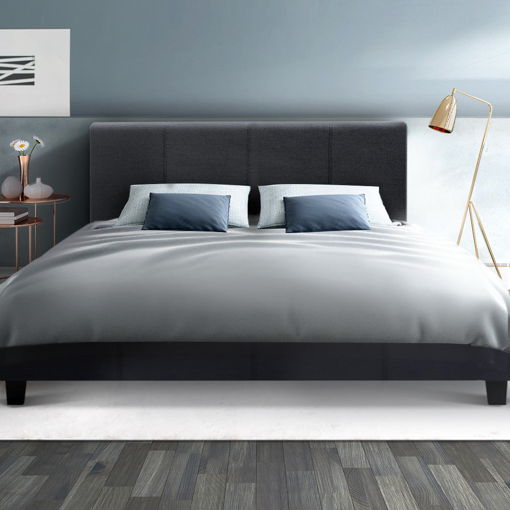 Artiss Double Full Size Bed Frame Base Mattress Platform Charcoal Fabric Wooden NEO