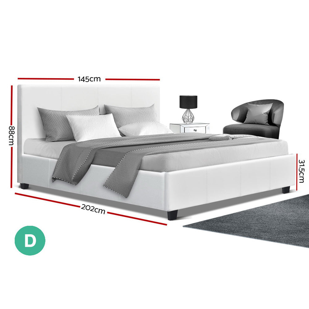 Artiss Neo Bed Frame PU Leather - White Double