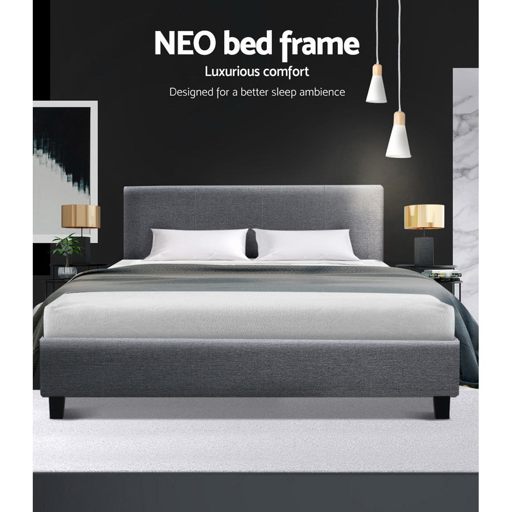 Artiss King Size Bed Frame Base Mattress Platform Fabric Wooden Grey NEO