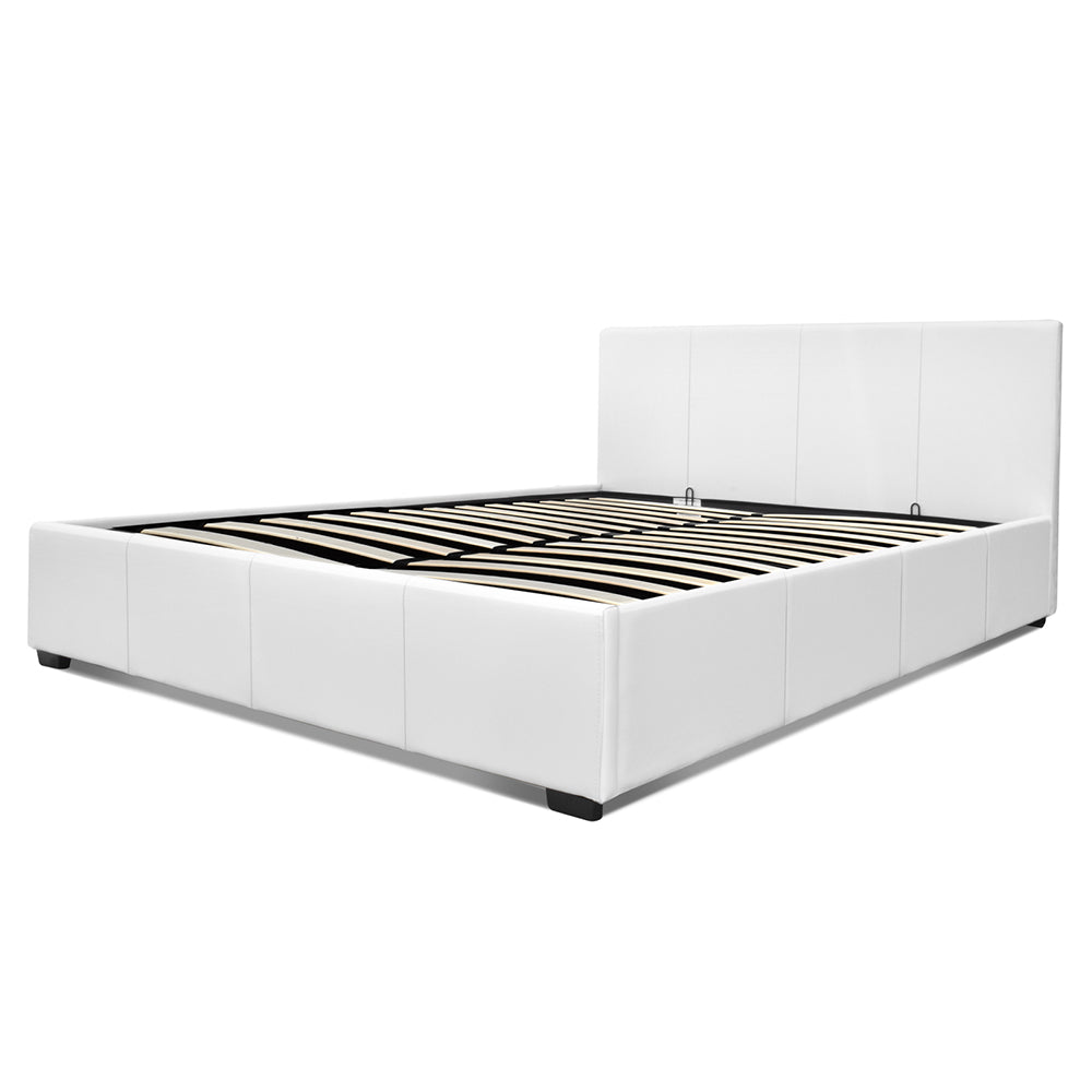 Artiss Double Size PU Leather and Wood Bed Frame Headborad -White
