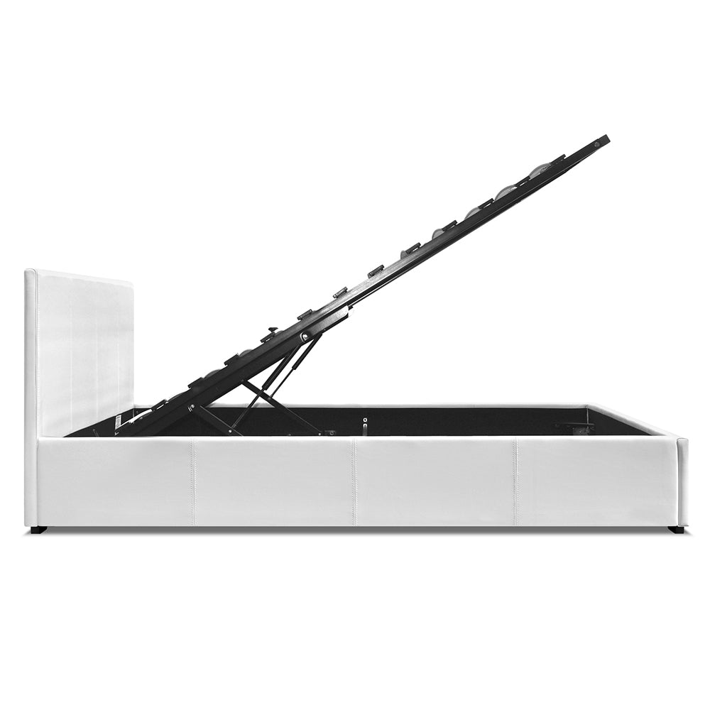 Artiss Double Size PU Leather and Wood Bed Frame Headborad -White
