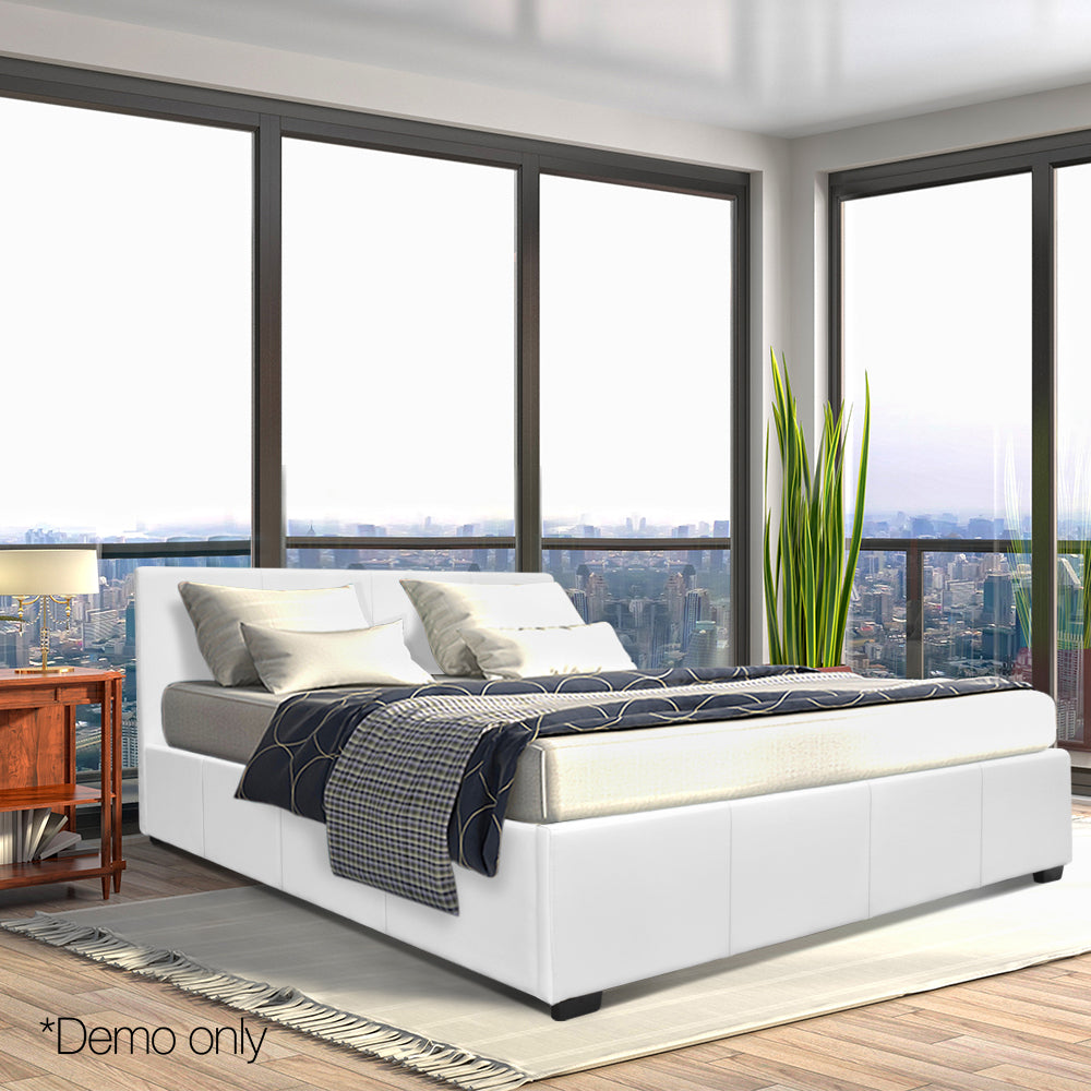 Artiss Double Size PU Leather and Wood Bed Frame Headborad -White