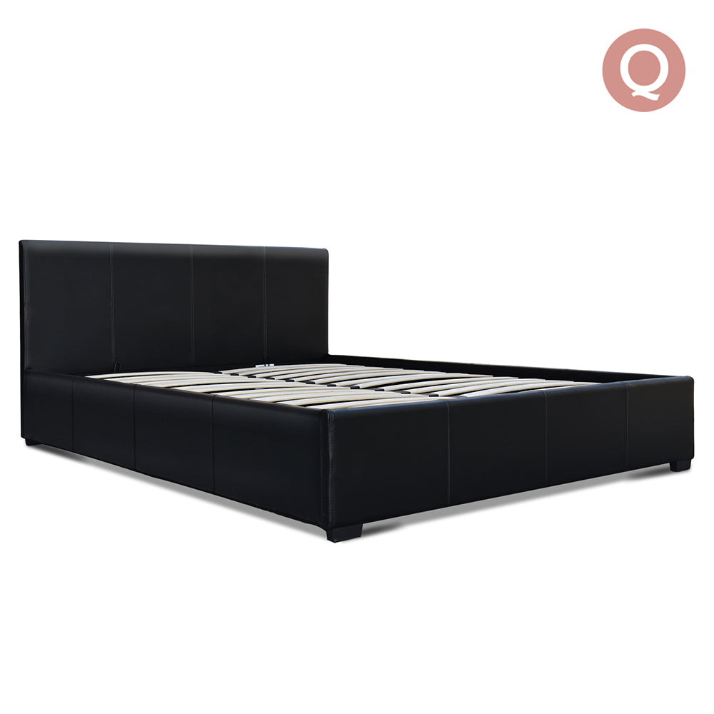 Artiss Queen Size PU Leather and Wood Bed Frame Headborad - Black