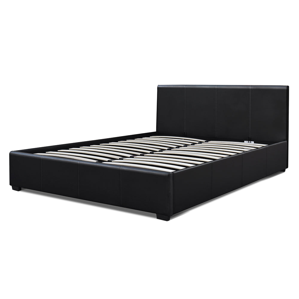 Artiss Nino Bed Frame PU Leather - Black Queen