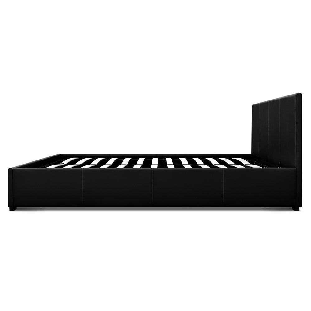 Artiss Nino Bed Frame PU Leather - Black Queen