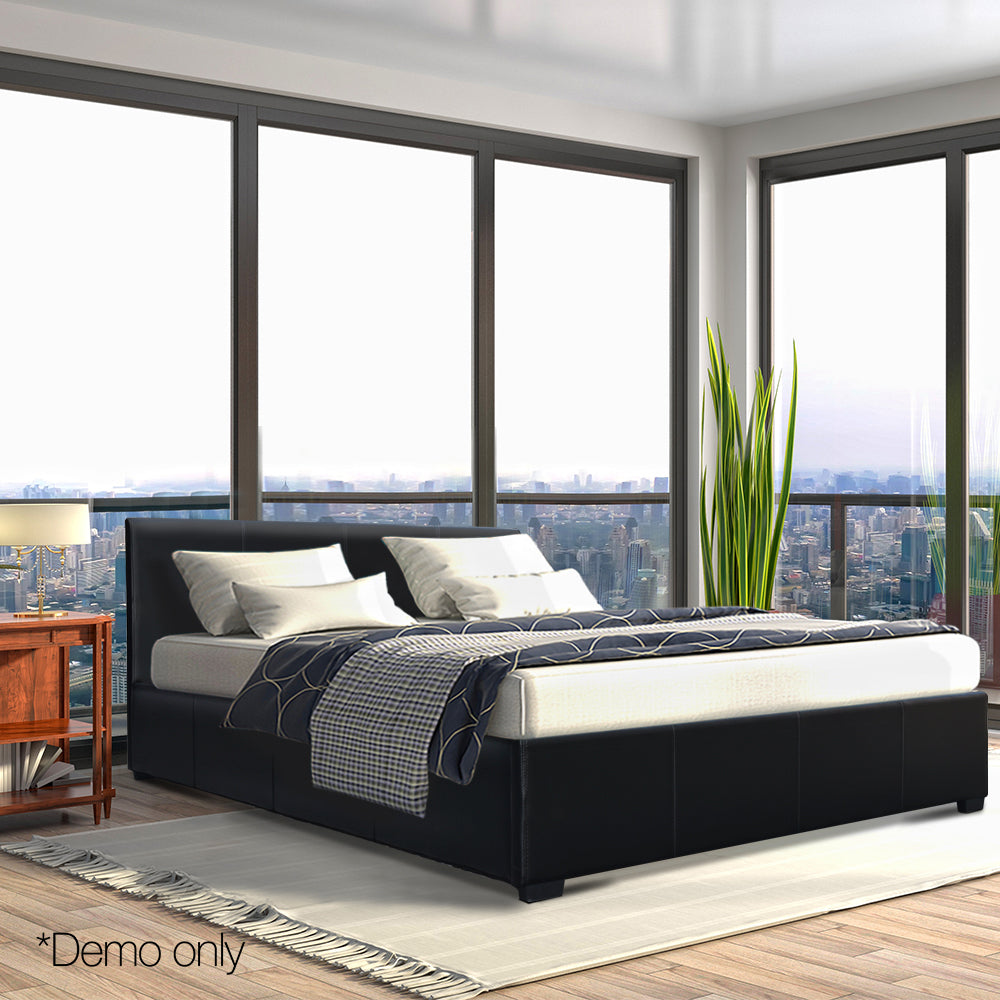 Artiss Nino Bed Frame PU Leather - Black Queen