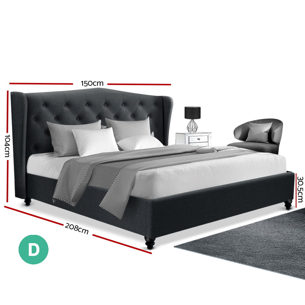 Artiss Double Full Size Bed Frame Base Mattress Platform Fabric Wooden Charcoal PIER