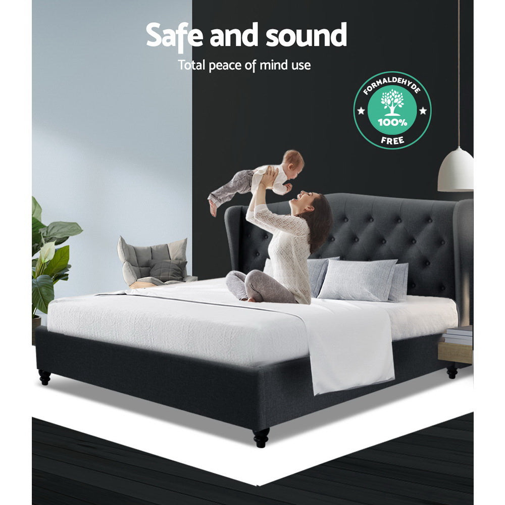 Artiss Double Full Size Bed Frame Base Mattress Platform Fabric Wooden Charcoal PIER