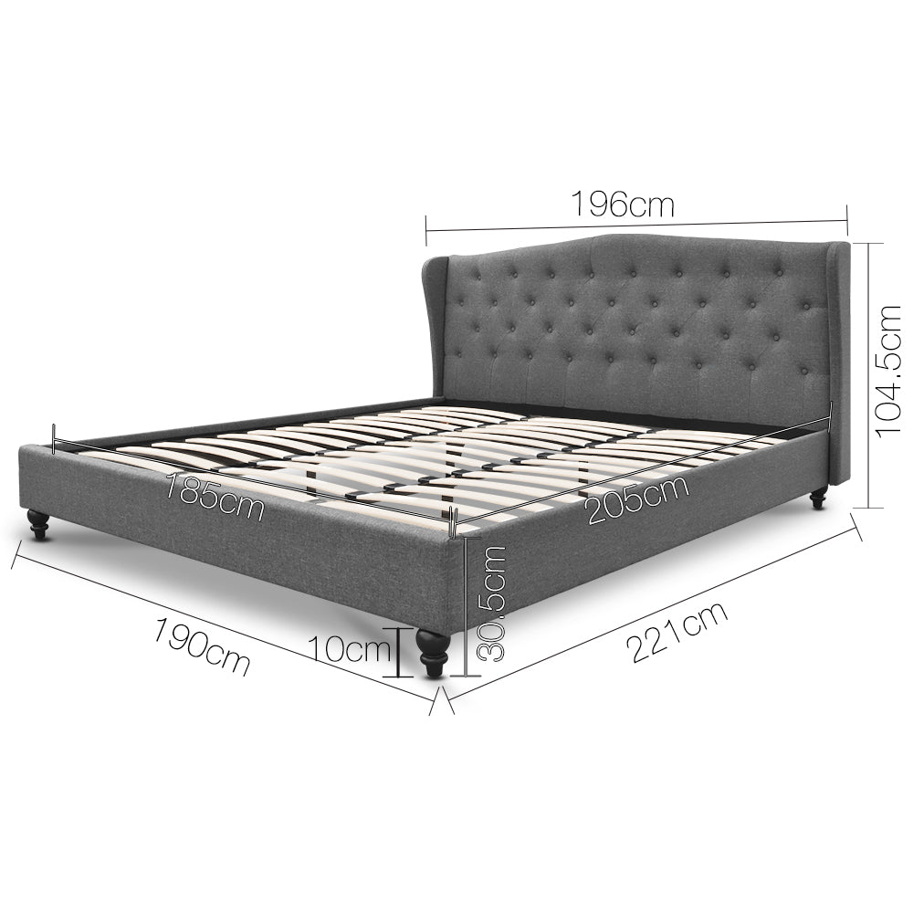 Artiss Pier Bed Frame Fabric - Grey King