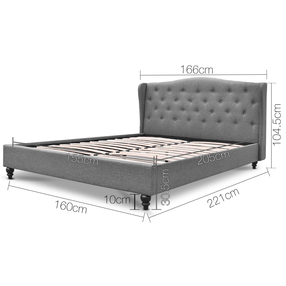 Artiss Pier Bed Frame Fabric - Grey Queen