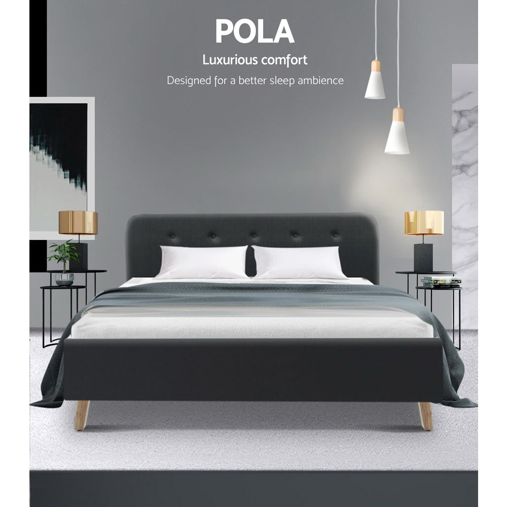 Artiss Double Full Size Bed Frame Base Mattress Fabric Wooden Charcoal POLA