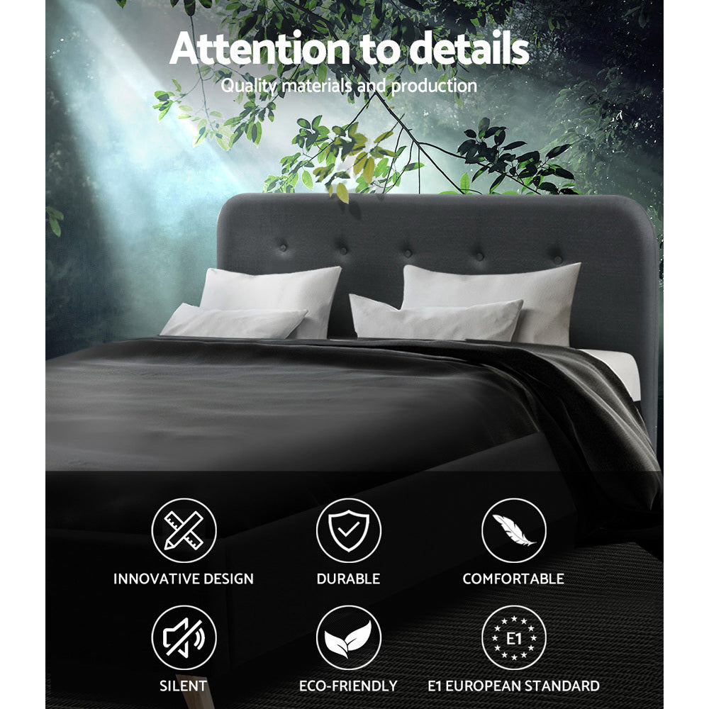 Artiss Double Full Size Bed Frame Base Mattress Fabric Wooden Charcoal POLA