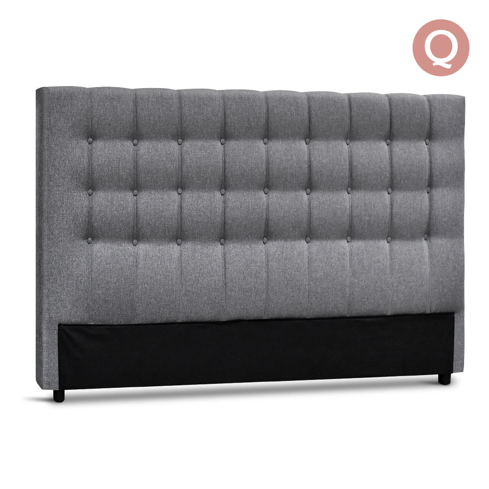 Artiss Queen Size Upholstered Fabric Headboard - Grey