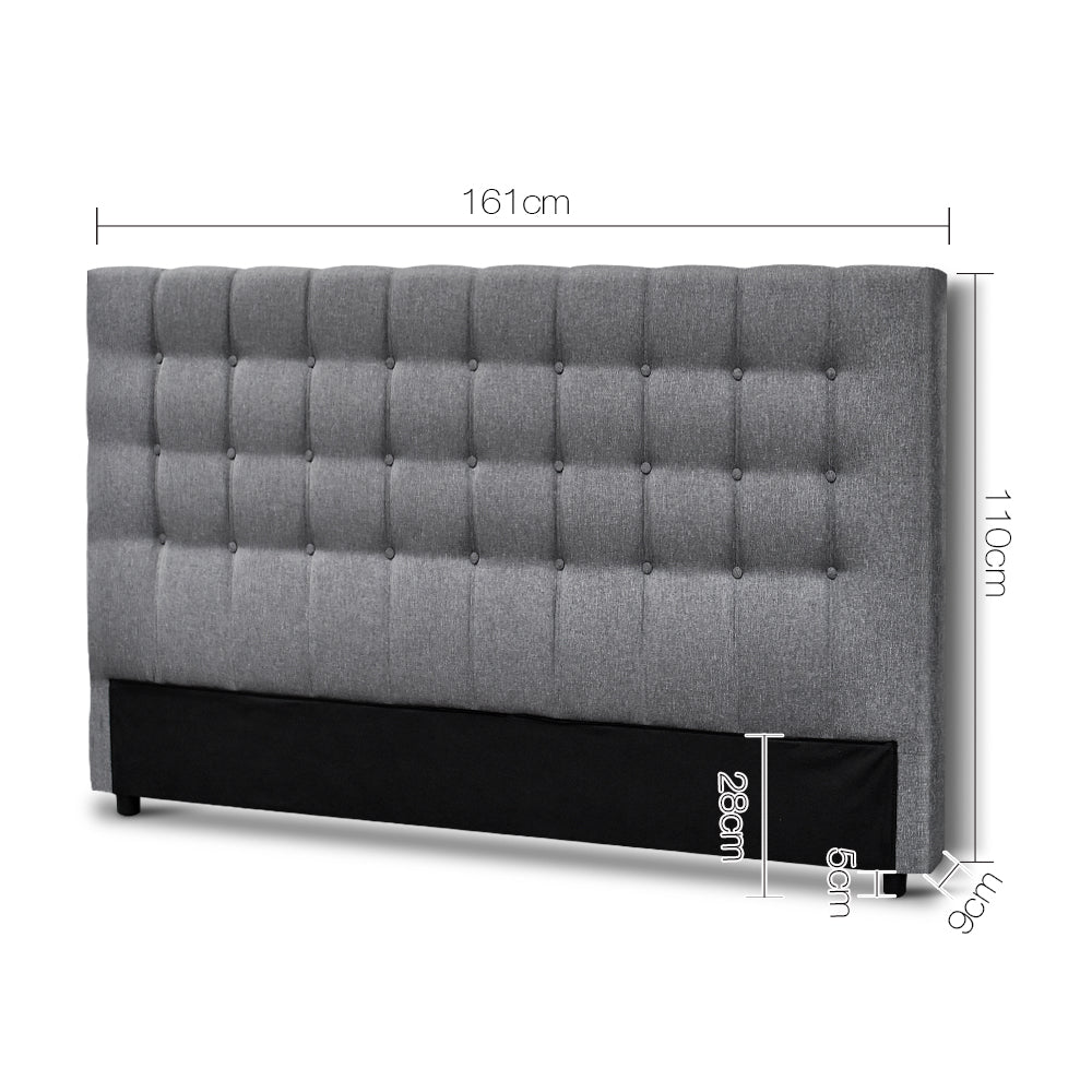 Artiss Queen Size Upholstered Fabric Headboard - Grey