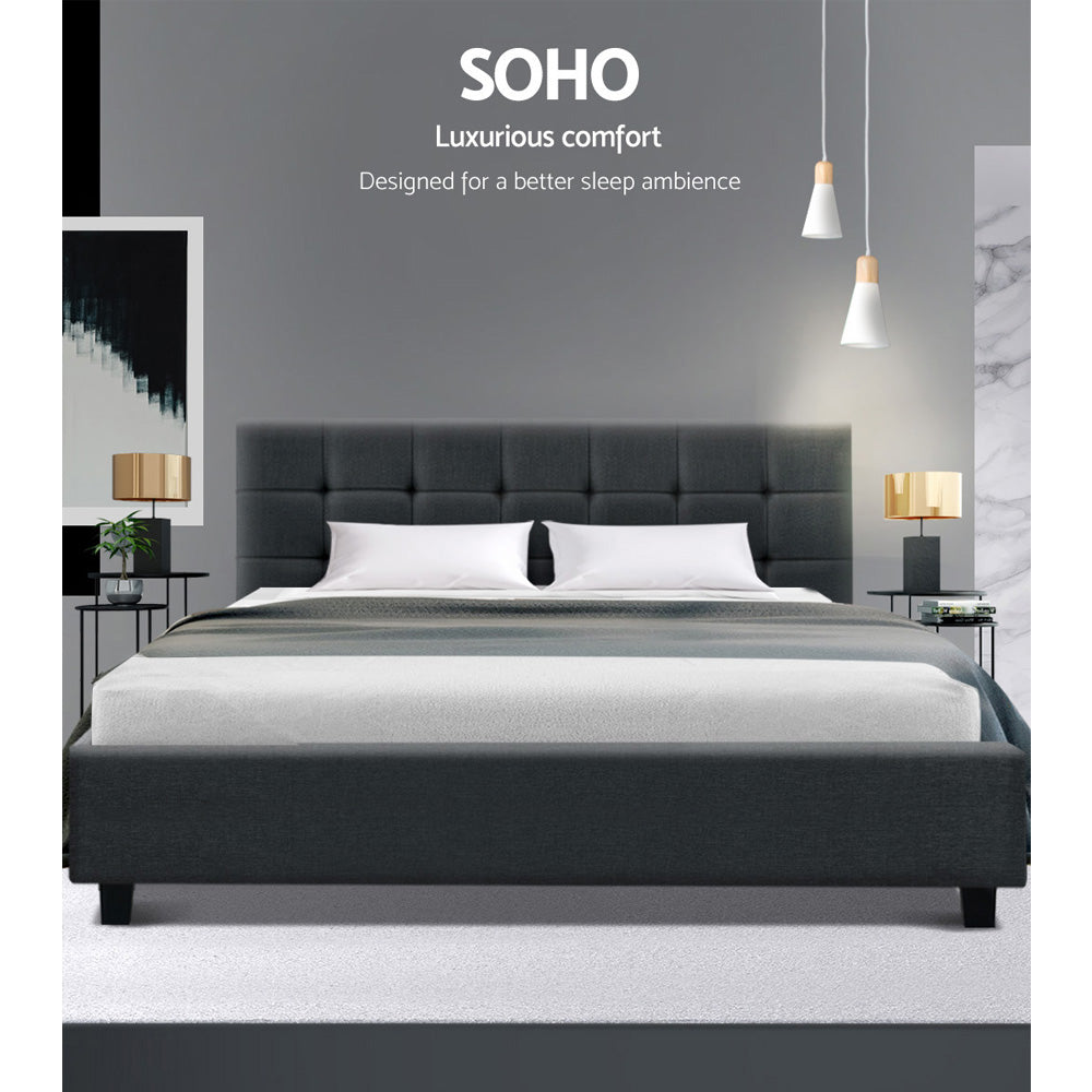 Artiss King Size Bed Frame Base Mattress Platform Charcoal Fabric Wooden SOHO