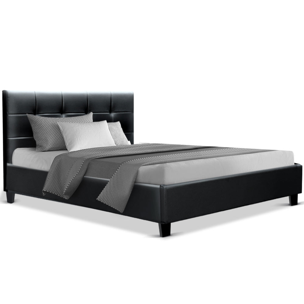 Artiss King Single Size Bed Frame Base Mattress Platform Black Leather Wooden SOHO
