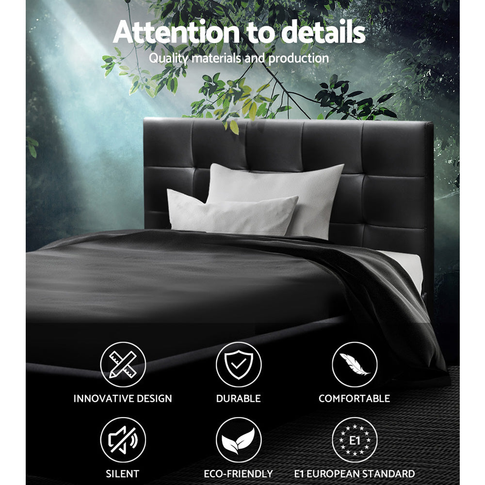 Artiss King Single Size Bed Frame Base Mattress Platform Black Leather Wooden SOHO