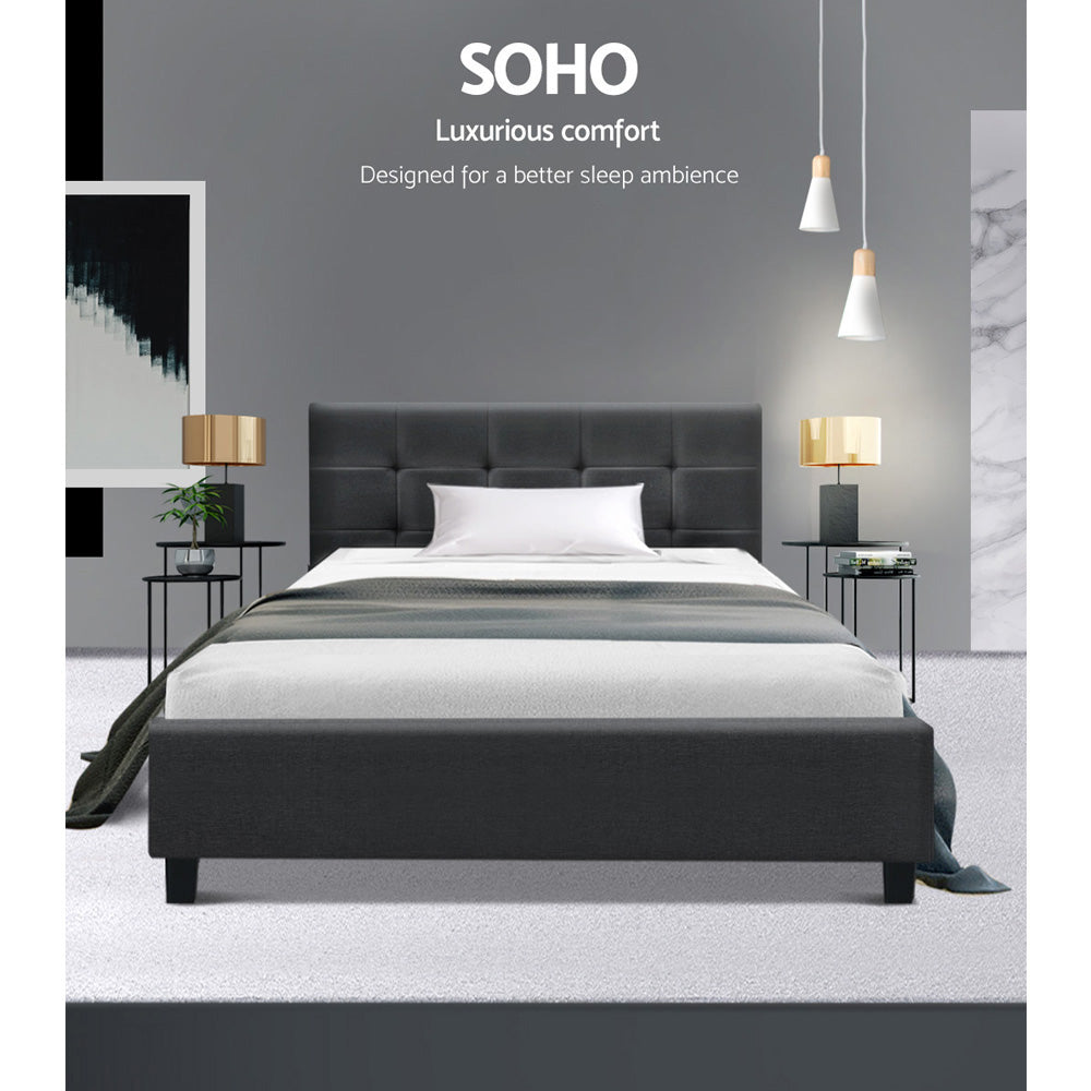 Artiss King Single Size Bed Frame Base Mattress Platform Charcoal Fabric Wooden SOHO
