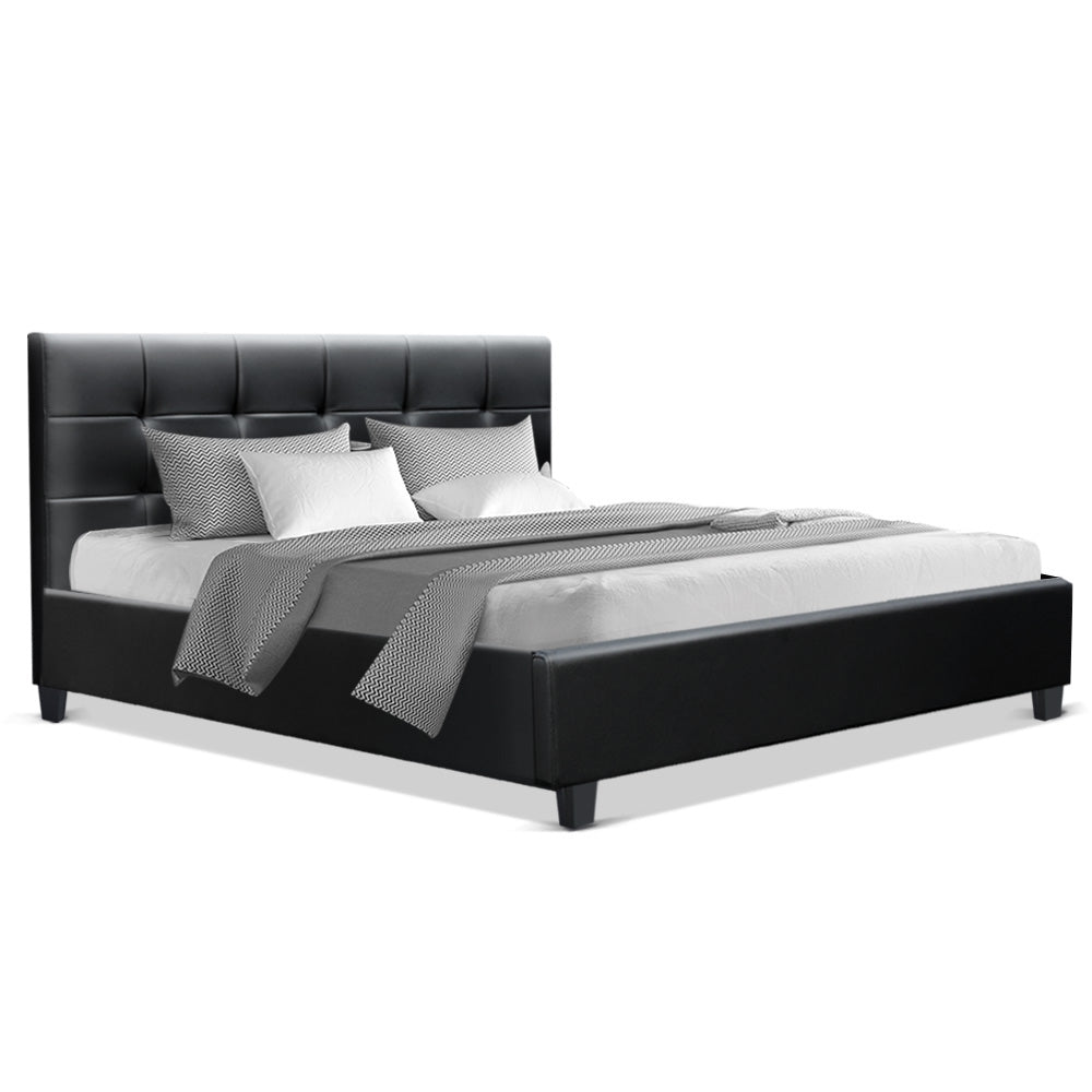 Artiss Queen Size Bed Frame Base Mattress Platform Black Leather Wooden SOHO