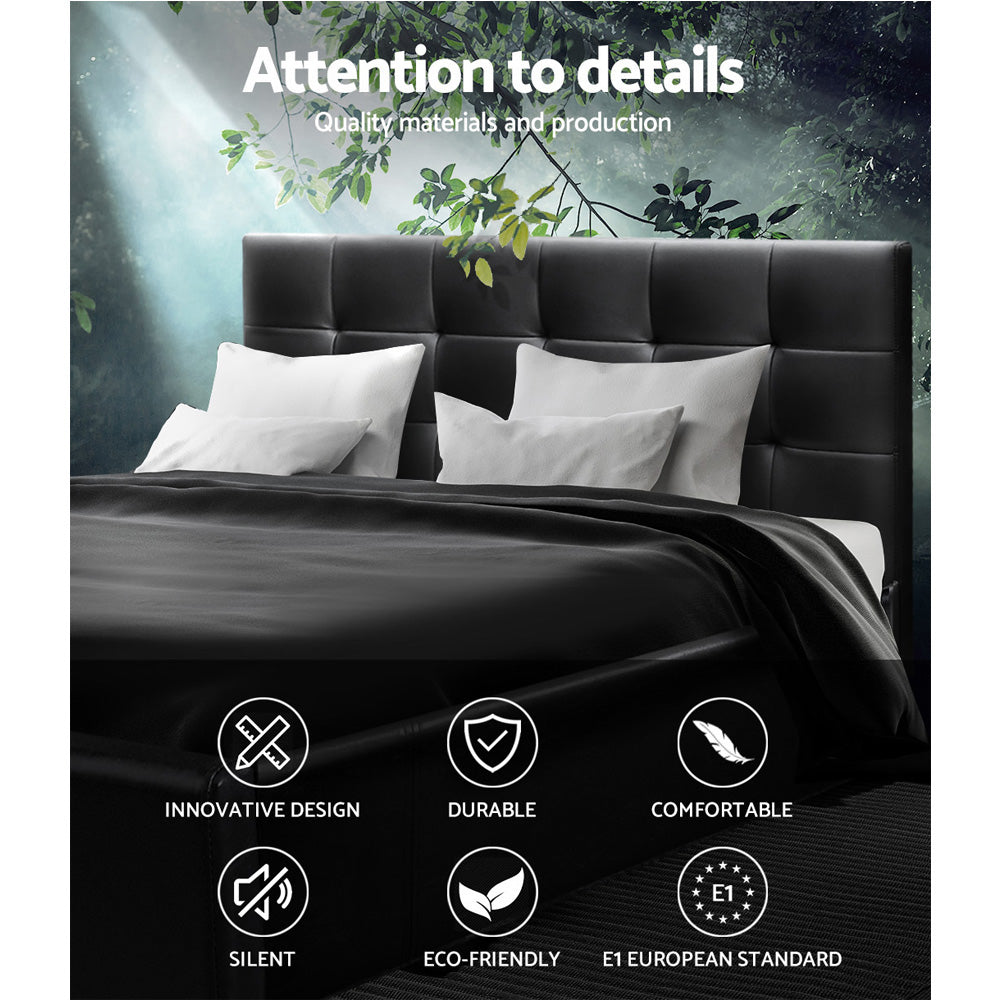 Artiss Queen Size Bed Frame Base Mattress Platform Black Leather Wooden SOHO