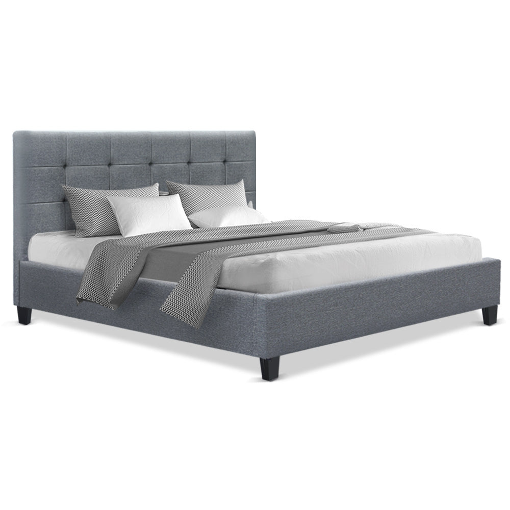Artiss Queen Size Bed Frame Base Mattress Platform Grey Fabric Wooden SOHO