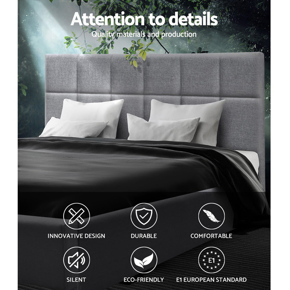 Artiss King Size Bed Frame Base Mattress Fabric Wooden Grey TINO