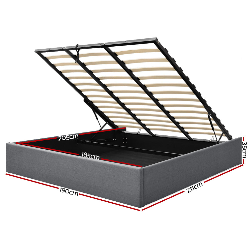 Artiss King Size Gas Lift Bed Frame Base With Storage Platform Fabric