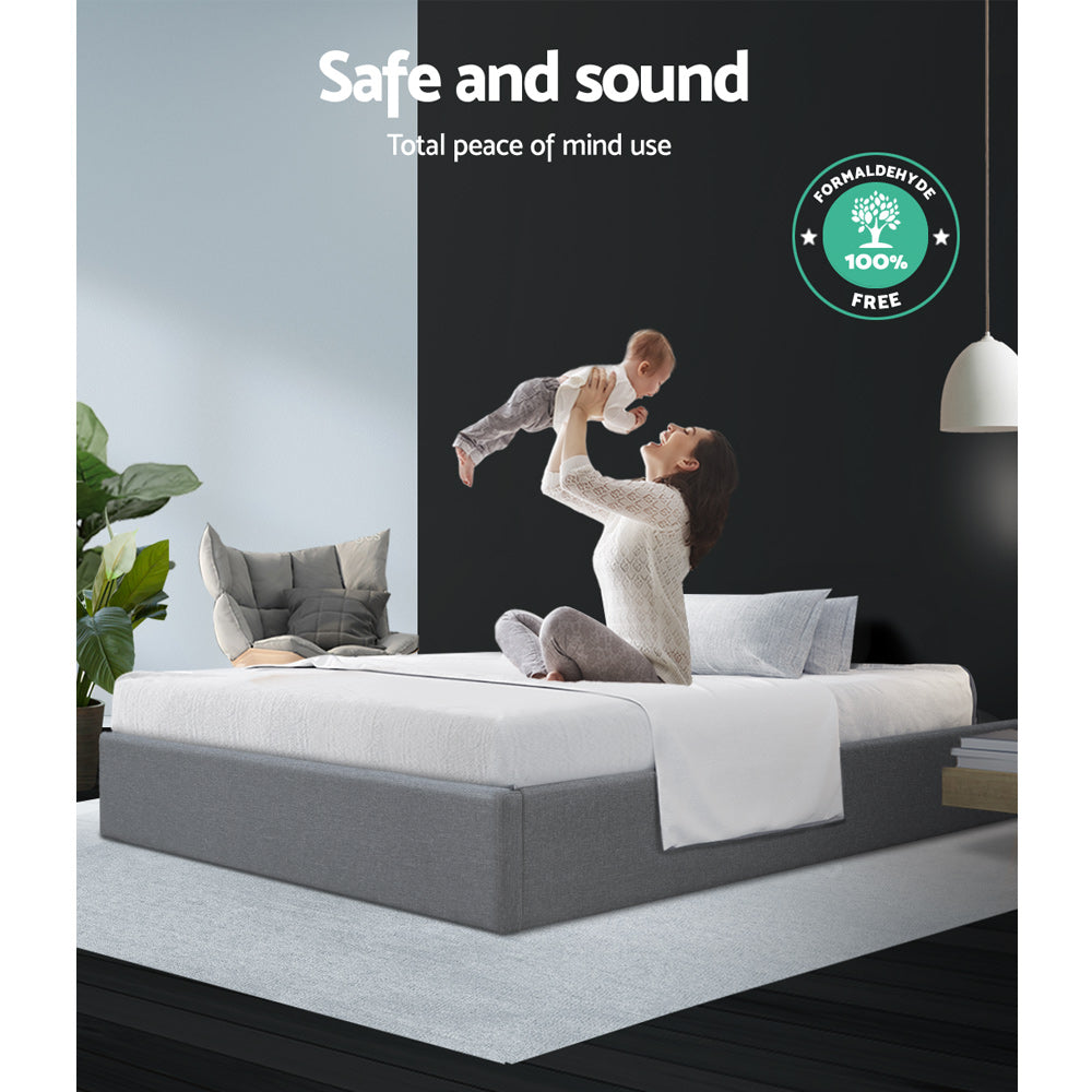 Artiss King Single Size Gas Lift Bed Frame Base With Storage Platform Fabric