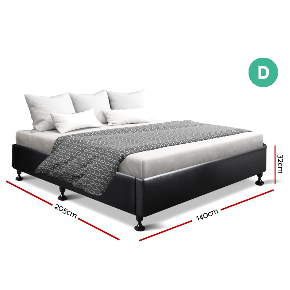 Artiss Double Full Size Bed Base Frame Mattress Platform Leather Wooden TOMI
