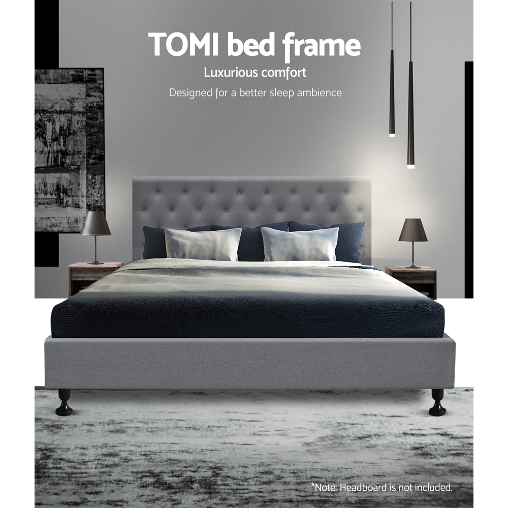 Artiss Double Full Size Bed Base Frame Platform Fabric Wooden Grey TOMI