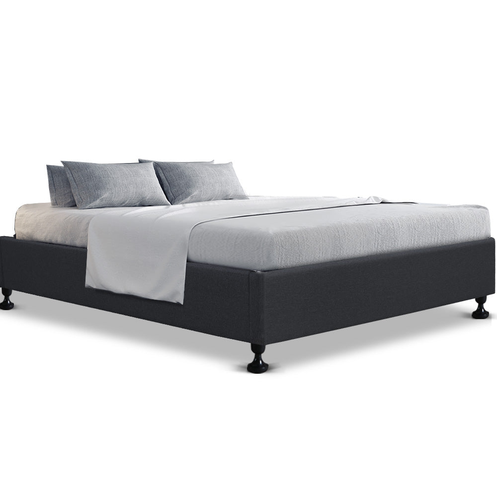 Artiss King Size Bed Base Frame Mattress Platform Fabric Wooden Charcoal TOMI