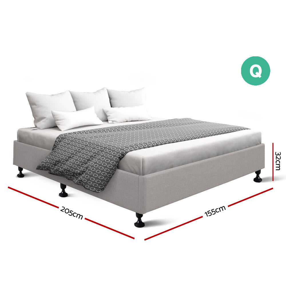 Artiss Queen Size Bed Base Frame Mattress Platform Fabric Wooden Beige TOMI