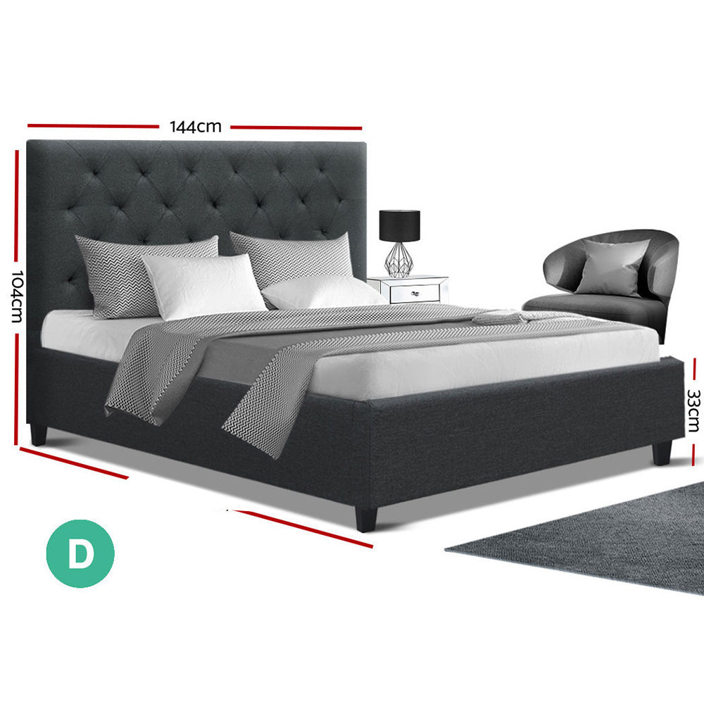 Artiss Double Full Size Bed Frame Base Mattress Platform Fabric Wooden Charcoal VAN