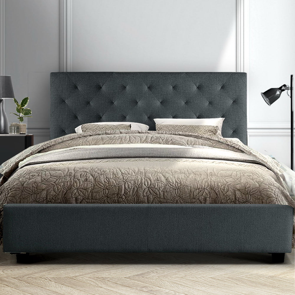Artiss Double Full Size Bed Frame Base Mattress Platform Fabric Wooden Charcoal VAN