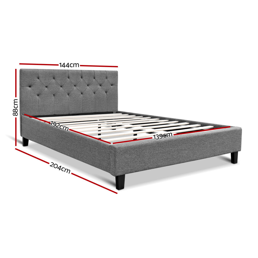Artiss Vanke Bed Frame Fabric- Grey Double
