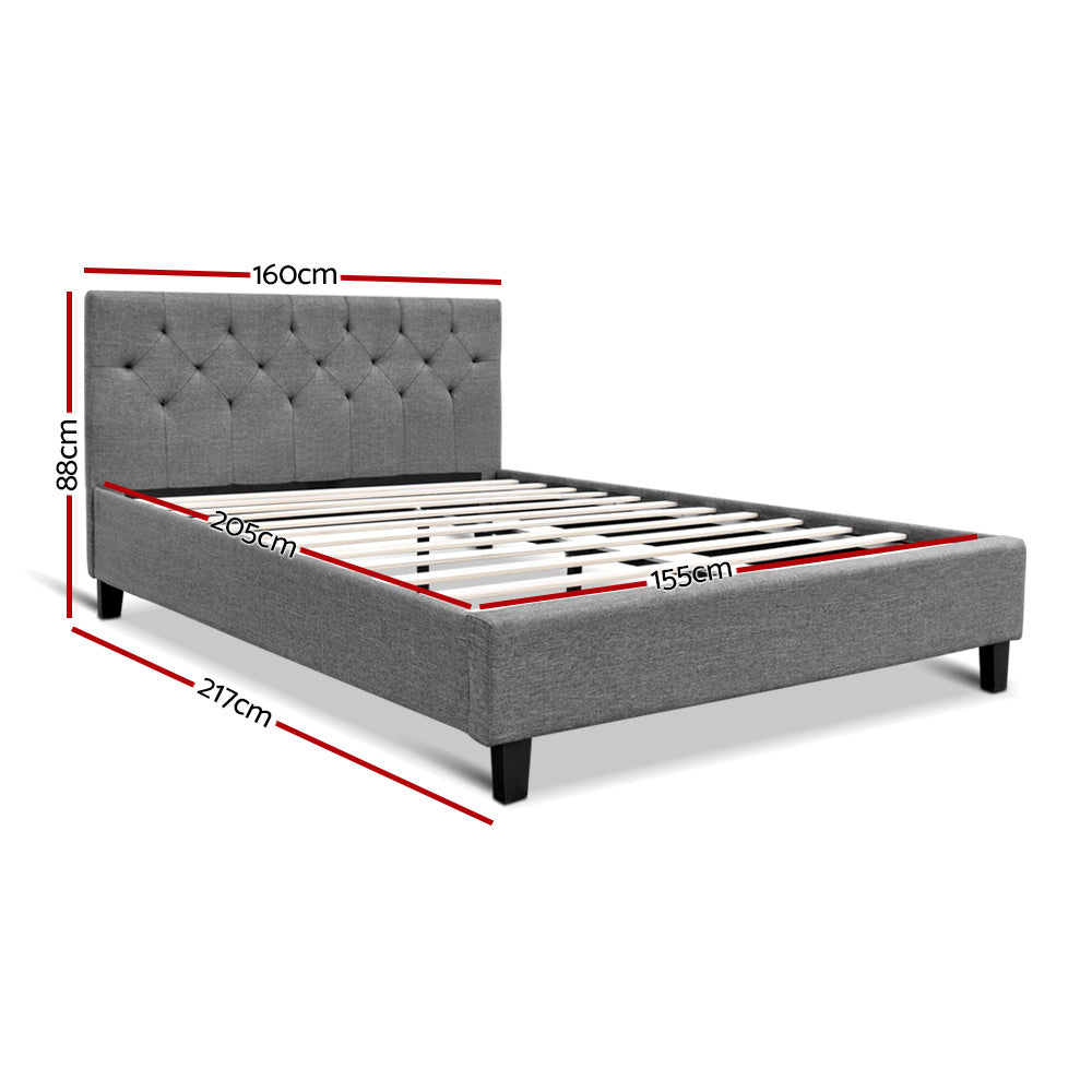 Artiss Vanke Bed Frame Fabric- Grey Queen
