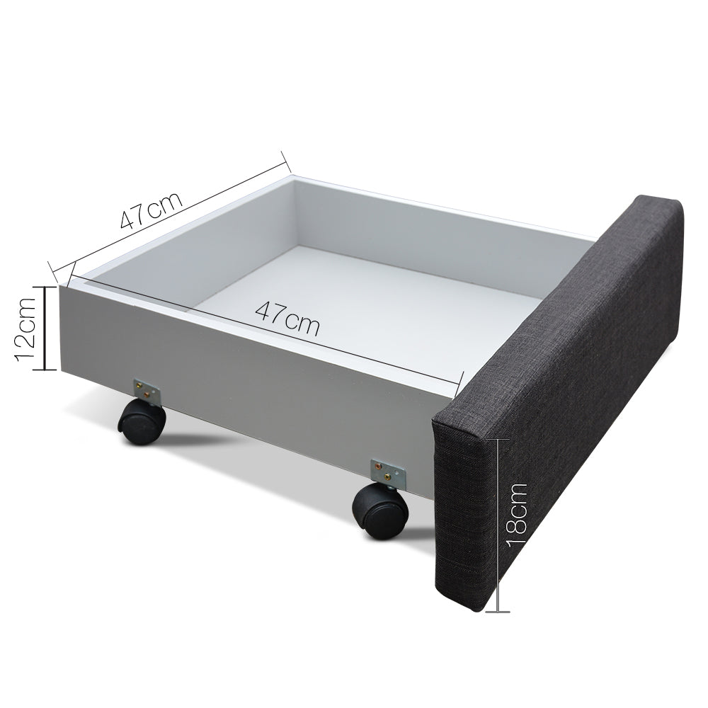 Artiss Avio Bed Frame Fabric Storage Drawers - Charcoal Double