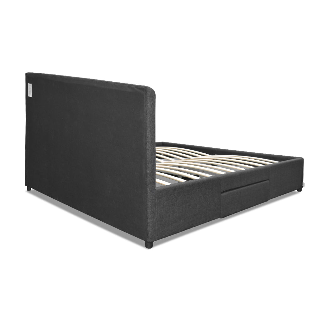 Artiss Avio Bed Frame Fabric Storage Drawers - Charcoal Double