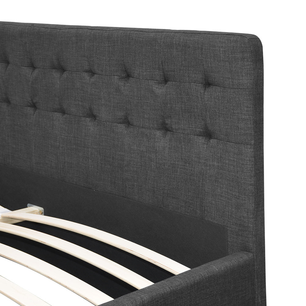 Artiss Avio Bed Frame Fabric Storage Drawers - Charcoal Double