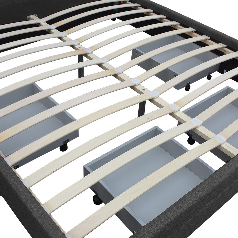 Artiss Avio Bed Frame Fabric Storage Drawers - Charcoal Double