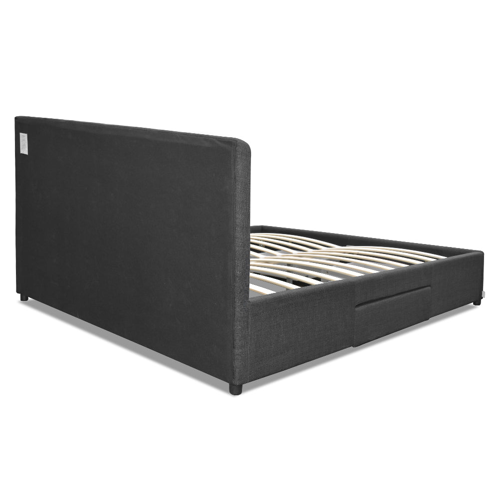 Artiss Avio Bed Frame Fabric Storage Drawers - Charcoal King