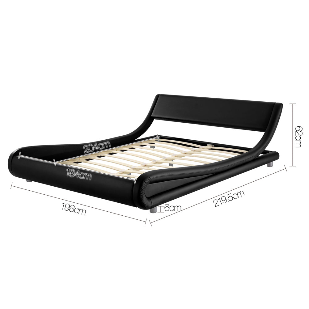 Artiss King Size PU Leather Bed Frame - Black