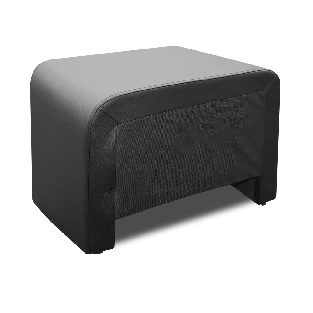 Artiss PU Leather Bedside Table with 2 Drawers - Black