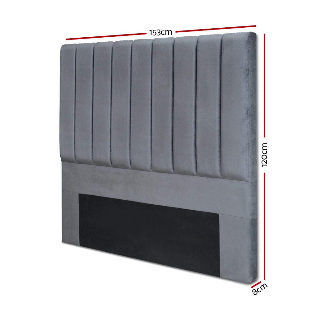 Artiss Queen Size Fabric Bed Headboard - Grey