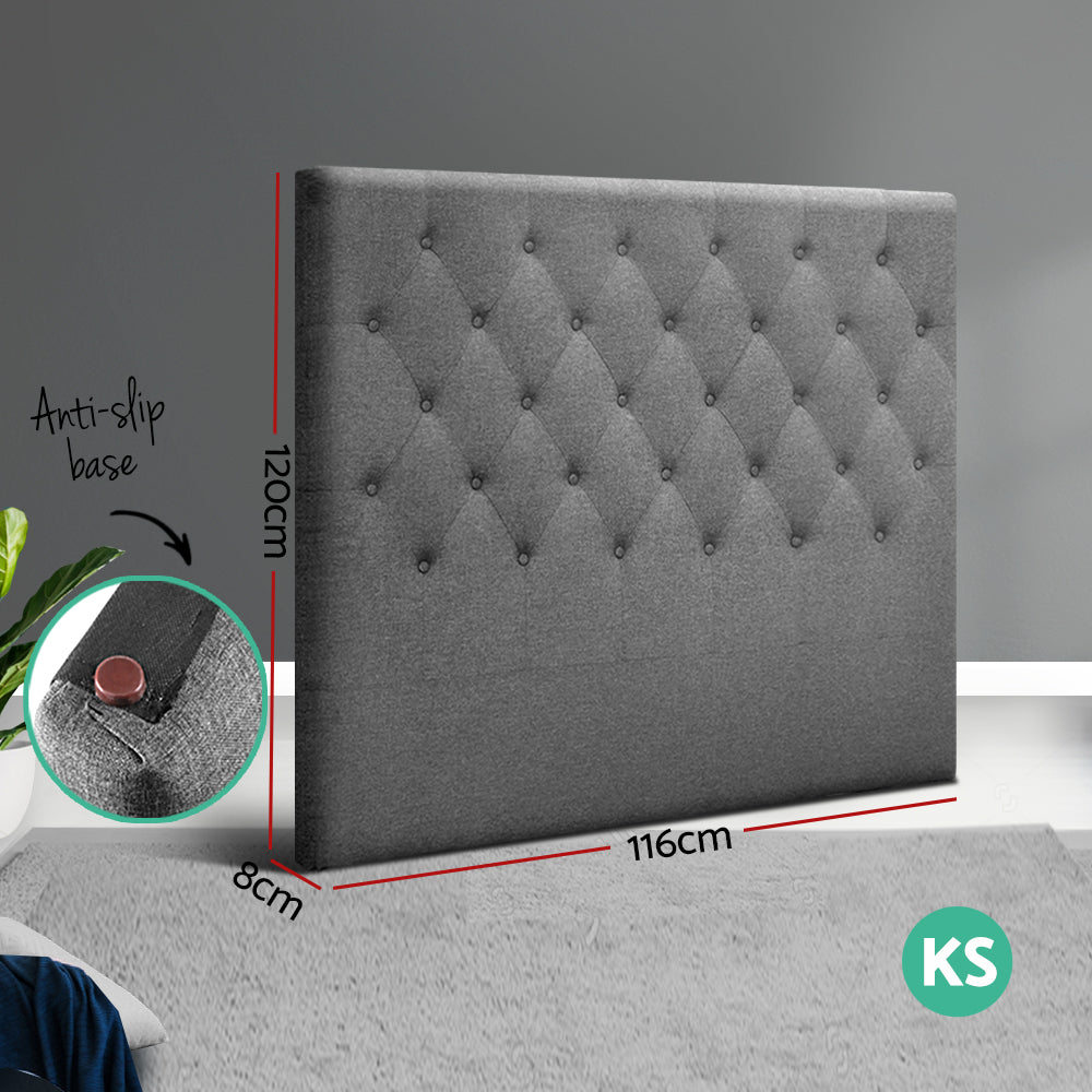Artiss King Single Size Bed Head Headboard Bedhead Fabric Frame Base CAPPI Grey