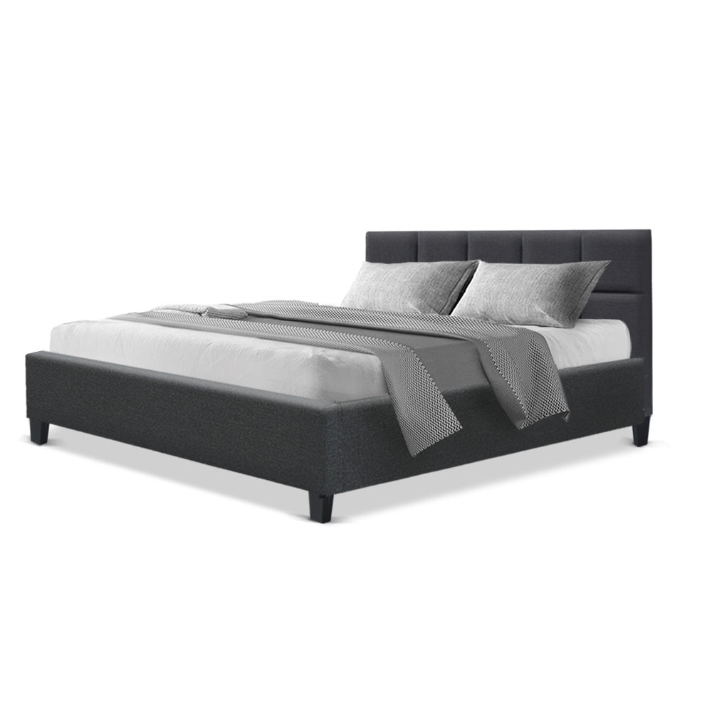 Artiss Tino Bed Frame Double Size Charcoal Fabric